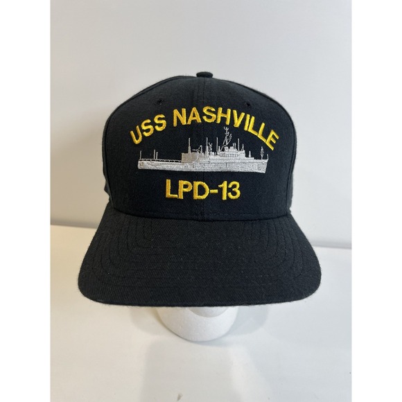 Other - Vtg USS NASHVILLE LPD-13 Navy Blue Hat Sz M-L New Era USA Vintage Ship Embroider